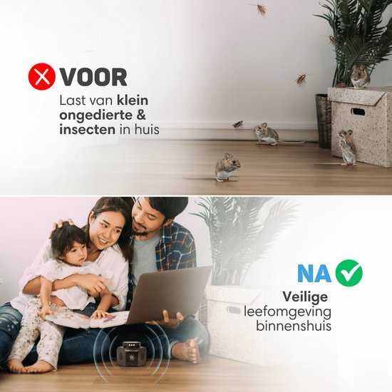 Vulpes Goods® Verjager - Muizenverjager - Ultrasone Verjager - Ongedierte Verjager Voor Binnen - Rattenverjager - Muizen Bestrijding - 360 graden & 4 modi - Pest Repeller - PRO Zwart