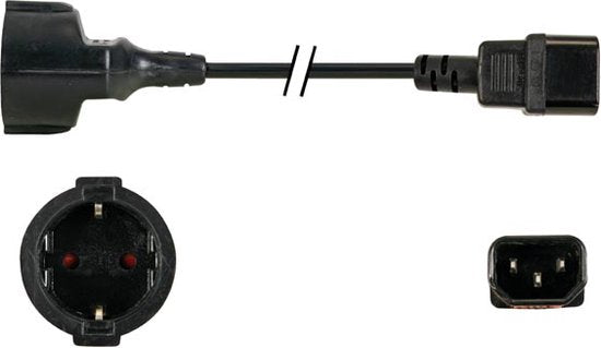 Perel Voedingskabel, H05VV-F 3G1, 1.8 m, 2.5 A/230 V, 2500 W, type F naar C14, voor binnen, pvc, zwart