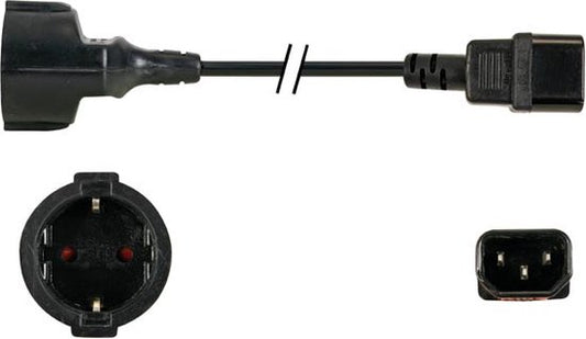Perel Voedingskabel, H05VV-F 3G1, 1.8 m, 2.5 A/230 V, 2500 W, type F naar C14, voor binnen, pvc, zwart