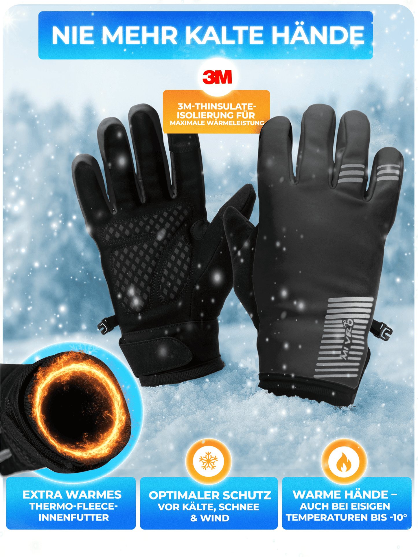 Mivelo Winterhandschoenen – Zwart – Maat XL – Met 3M™ Thinsulate™ & Thermo-Fleece