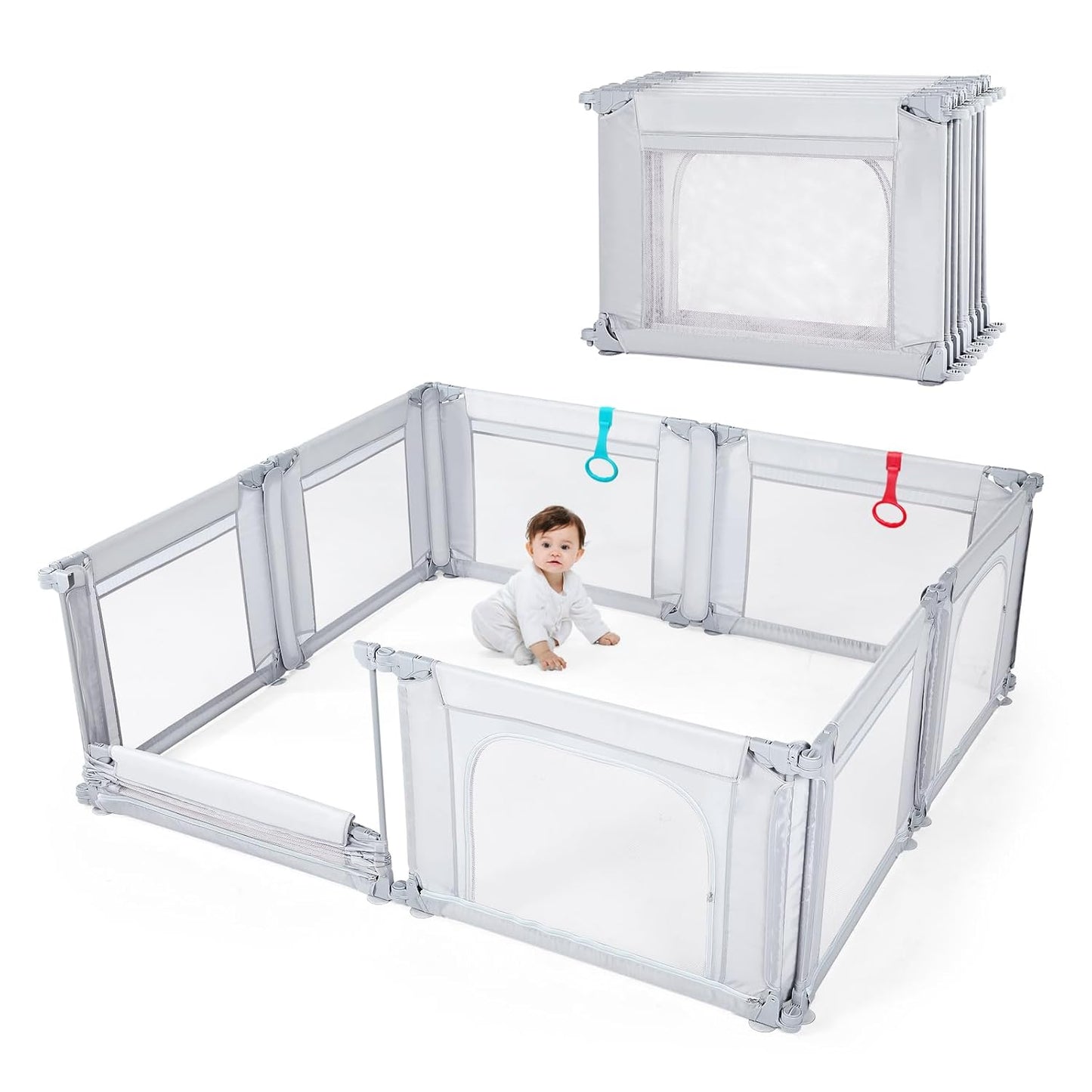 Dora Dotey Babybox Lichtgrijs - 8 Panelen - 200 x 180 x 69 cm - Opvouwbaar