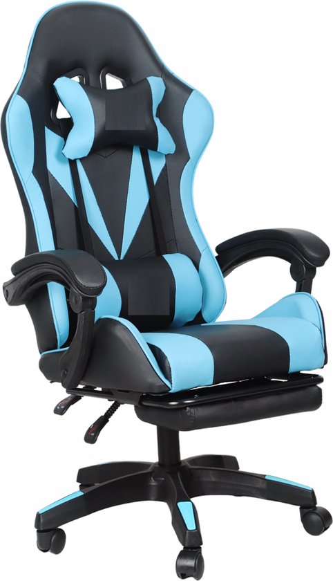 Bayt Gamestoel - Gaming stoel - Gamingstoel - Comfort gamer stoel - Zwart en Lichtblauw