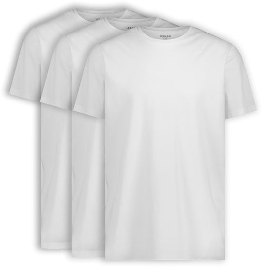 LEBASQ - Miles' T-shirt voor heren - 3 pack - met Crew Neck - Extra lang - Geschikt als Ondershirt - Wit - XL - Katoen