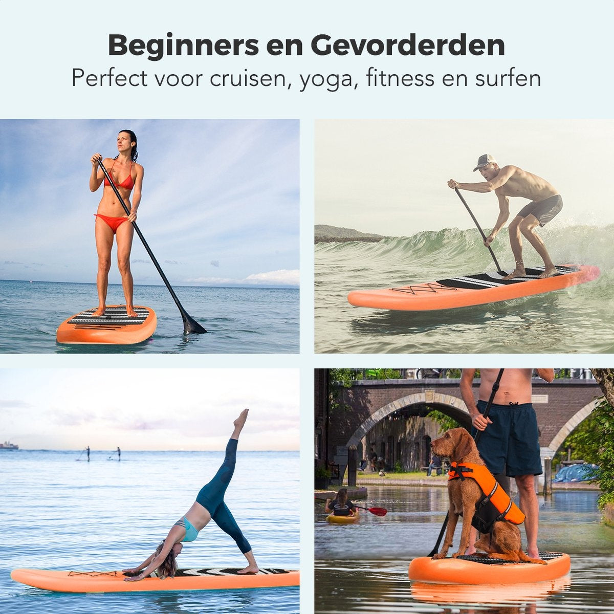 LifeGoods - SUP Board & Opblaasbaar Paddle Board - 320x81 cm - Oranje PVC - Stabiel & All-round - Inclusief Complete Set - Maximaal Draaggewicht 135 kg