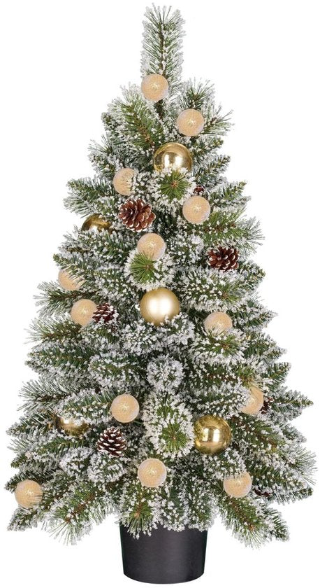 Black Box Trees Kunstkerstboom Kaprun met Versiering H90 x D61 cm - Kunstboom met Pot - Kunst Kerstboom voor Binnen - 120 Tips - Groen