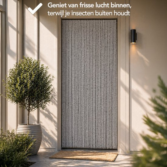 Brixy Vliegengordijn - Kattenstaart - 90x200cm - 2cm Dikke Strengen - Grijs