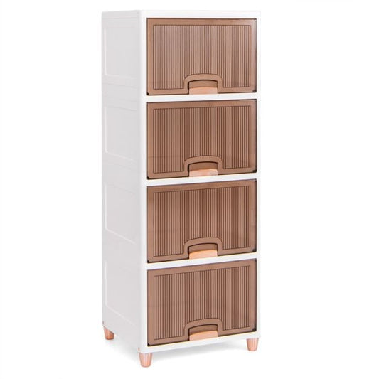 Coast Stapelbare Opbergboxen met Deuren – 4-delige Set 150 L – 45 x 38 x 117 cm – Wit