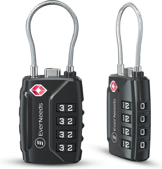 EverNeeds - TSA cijferslot - Zink - Zwart - 2 Stuks