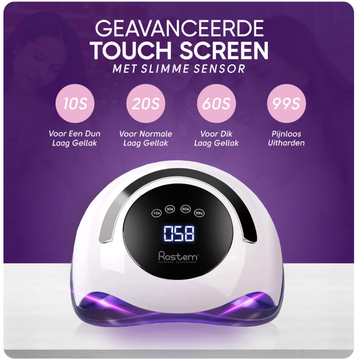 Rostem 120 Watt UV LED Nageldroger - Nagellamp - LED Lamp - Lange Snoer - Wit