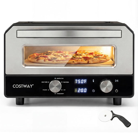 Coast Elektrische Pizzaoven - Tafelmodel met 6 voorinstellingen - Voor pizza’s tot 30 cm - Zwart