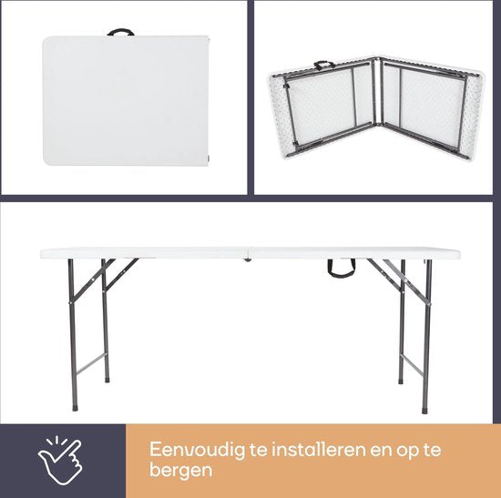 Perel Klaptafel, inklapbaar, weerbestendig, handgreep, maximaal 100 kg, wit