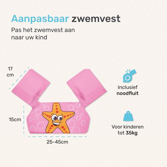 Qwali Puddle Jumper Ster – Comfortabel Zwemvest voor Kinderen van 2-6 Jaar - Roze