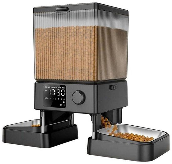 Oneisall Automatische voerbak PFD-002 - Automatische Voerbak - Voerautomaat dispenser - Draadloos - Kat en hond - Droogvoer - Nauwkeurige Portiecontrole - 5L Reservoir - Zonder Wifi - Geschikt voor 2 Katten