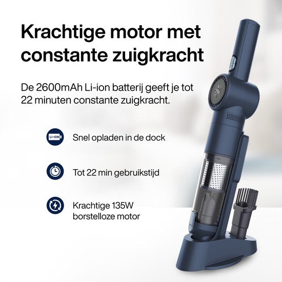 Kruimeldief NanoDetect Pro 120W - Kruimelzuiger Snoerloos - Krachtige Handstofzuiger - Draadloos - Autostofzuiger - Samako