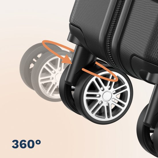 TRVLMORE Reiskoffer 110L – Hardcase ABS – 360° Wielen – Codeslot – Zwart