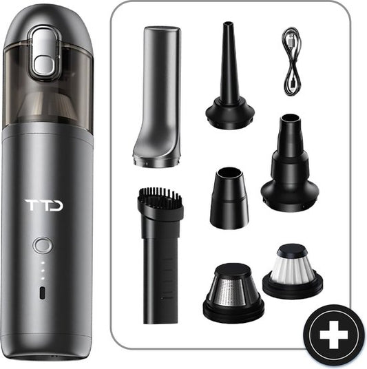 TTD® Premium Auto Stofzuiger Draadloos en Oplaadbaar - 17.000 Pa - Kruimeldief Snoerloos - Handstofzuiger - Blazen & Zuigen - Hittebestending - Compact design - Met HEPA-filter