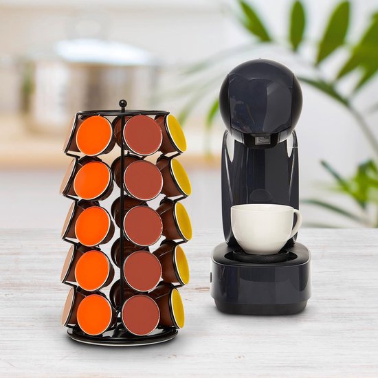 KitchenBrothers Capsulehouder - Koffiecups houder - Geschikt voor Dolce Gusto - 35 Cups - Draaibaar - Zwart
