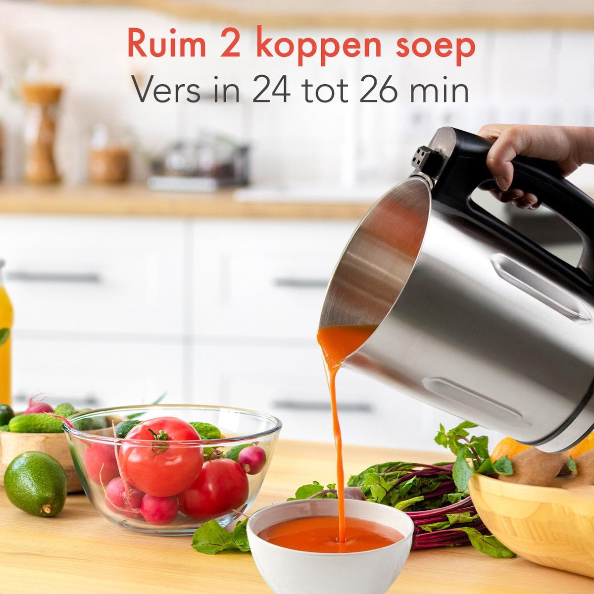 KitchenBrothers Soepmaker - Blender - tot 800W - 1.2L - RVS/Zwart