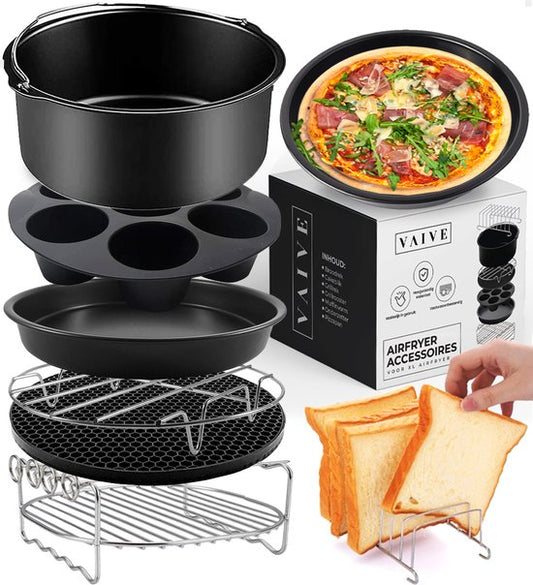 VAIVE Heteluchtfriteuse Accessoires Set - Geschikt voor alle Airfryer XL en XXL - ⌀ 20 cm