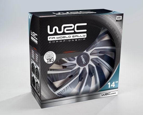WRC Wieldoppen 14 inch - zilver/zwart - 4st