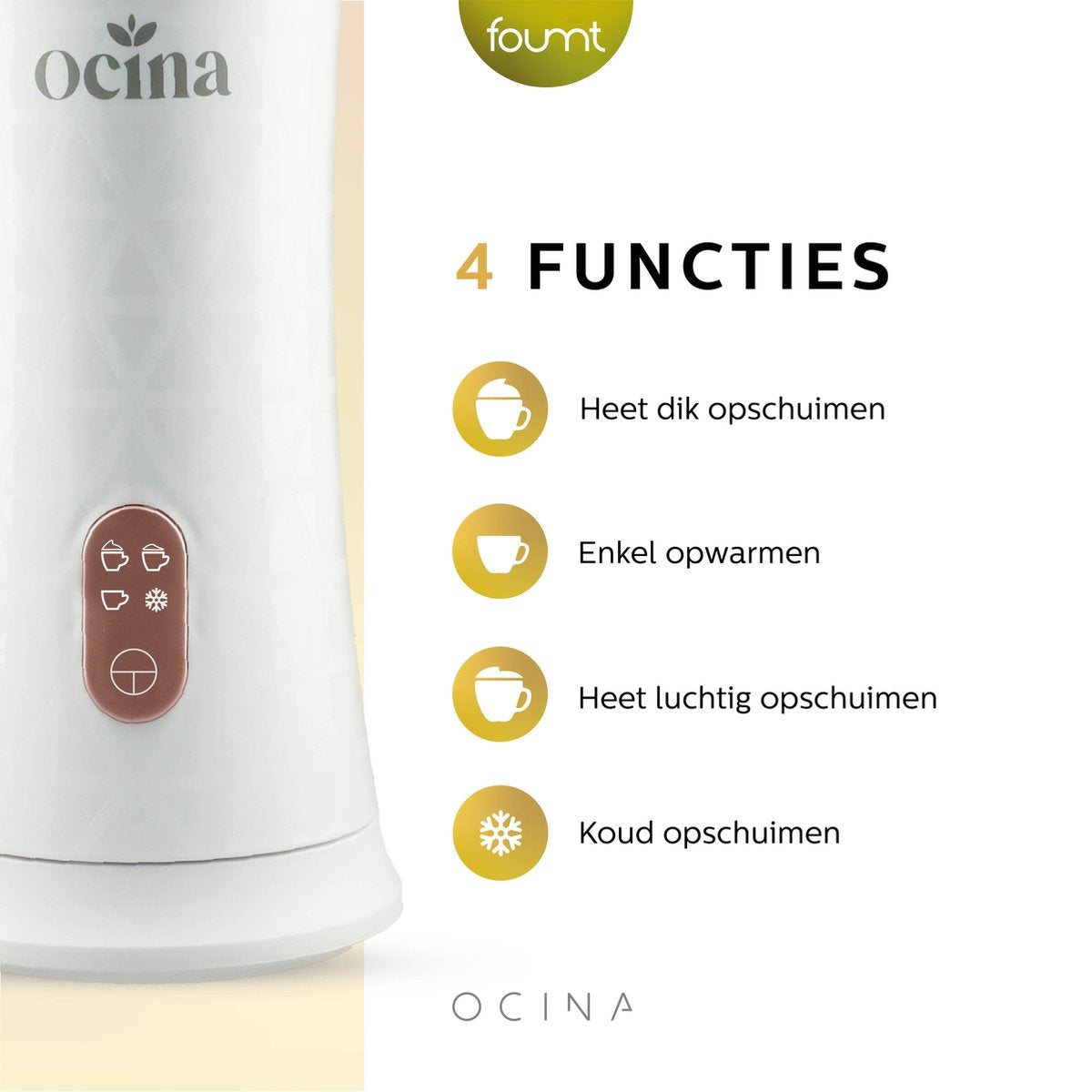 Ocina Elektrische Melkopschuimer - 4 in 1 - 240 ML - Wit