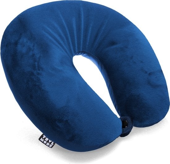 TRVLMORE Nekkussen - Voor Thuis en Onderweg - Microbeads Reiskussen - Vliegtuig - Ultiem Comfort - Donkerblauw