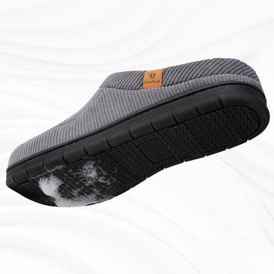 Pantoffels Heren - Sloffen - Maat 42/43 - Grijs - Corduroy - Anti-slip - Comfeet