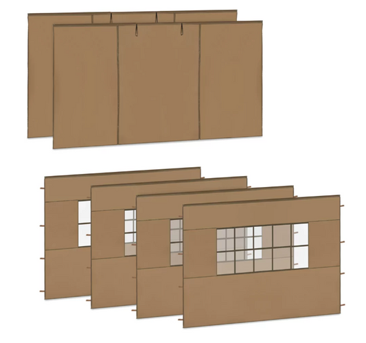 VONROC Zijwandenset voor Dubbele Partytent - 6 x 4,5 m - Beige