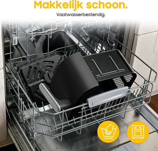 Airfryer met dubbele laag - 2700W Krachtig Vetvrij Frituren - 10L Heteluchtfriteuse met dubbele lade en verticale constructie bespaart 50% ruimte - 6 programma's - Grote capaciteit voor thuisgebruik - Inclusief Receptenboek