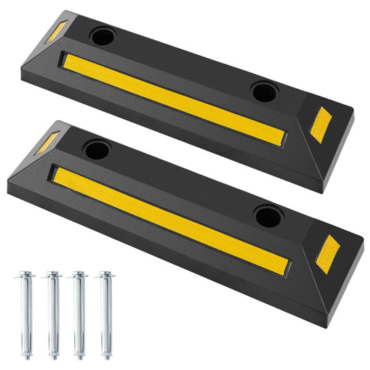Coast Parkeerstop set van 2 - Reflecteren - Rubber - 54 x 16 x 9 cm - Zwart / Geel