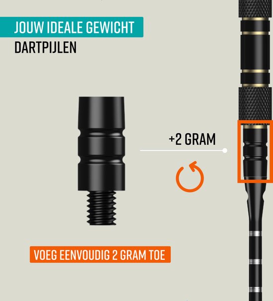 Napi Darts - 6 Dartpijlen (64-delig) - 23, 24, 25, 26 Gram Dartspijlen - 2 Sets Premium Brass Pijlen - Steeltip - Inclusief Dart Flights & Case