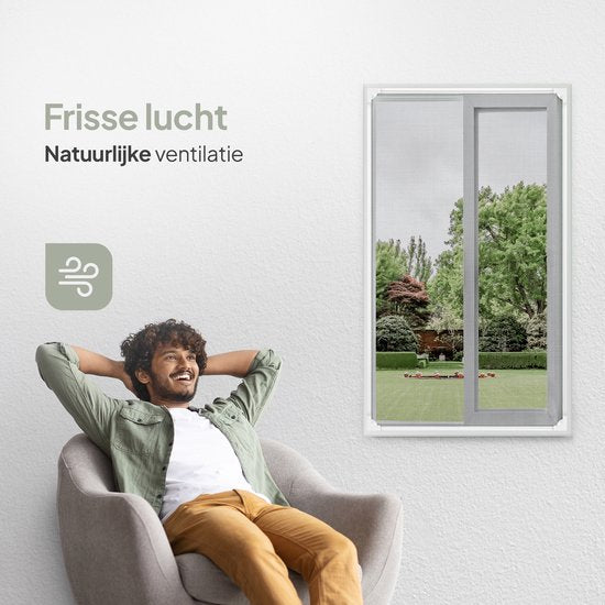 O'DADDY® Magnetische Raamhor - 100x150 cm - Op Maat Snijdbaar Vliegengaas - Gebruiksvriendelijk - Witte Rand met Zwart Gaas