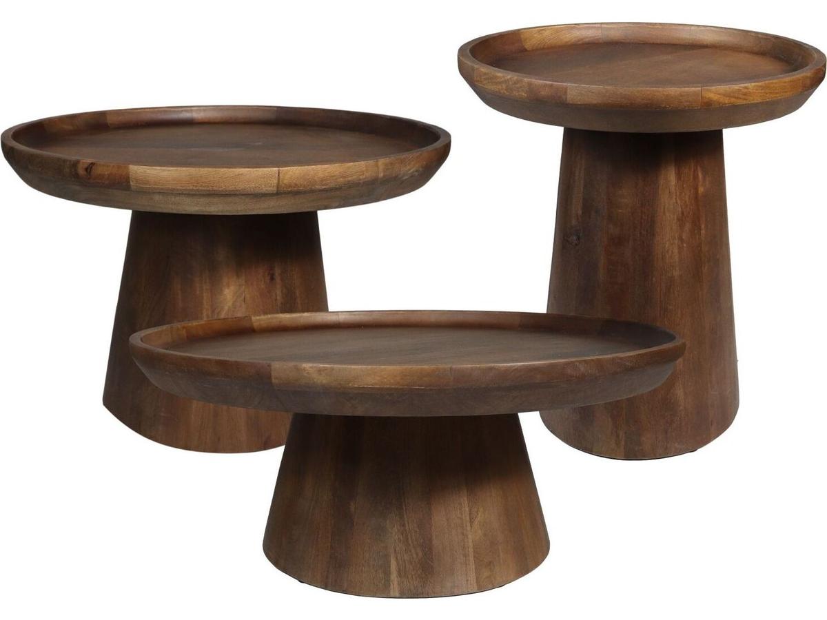 Boox Bijzettafel Drum - Mangohout - Matt Bruin - 60 x 60 x 40 cm