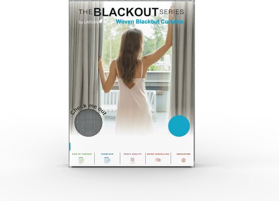 Larson - Luxe Geweven Blackout Gordijn - Haken - Beige - 150 x 250 cm - Verduisterend & kant en klaar