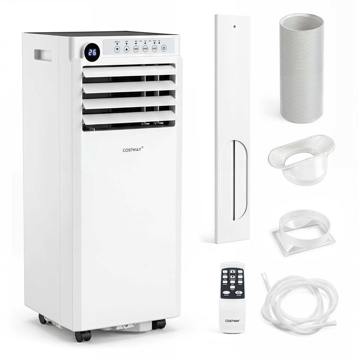 Coast Mobiele Airconditioner - 4-in-1 luchtkoeler met ontvochtiger en ventilator - slaapstand - wit en zwart - 30 x 29 x 69 cm