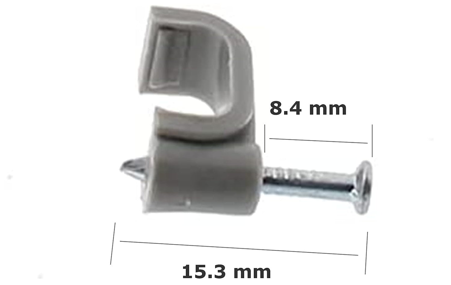 Kabelclip - Kabelklem plat - 8mm - 100 stuks - Grijs