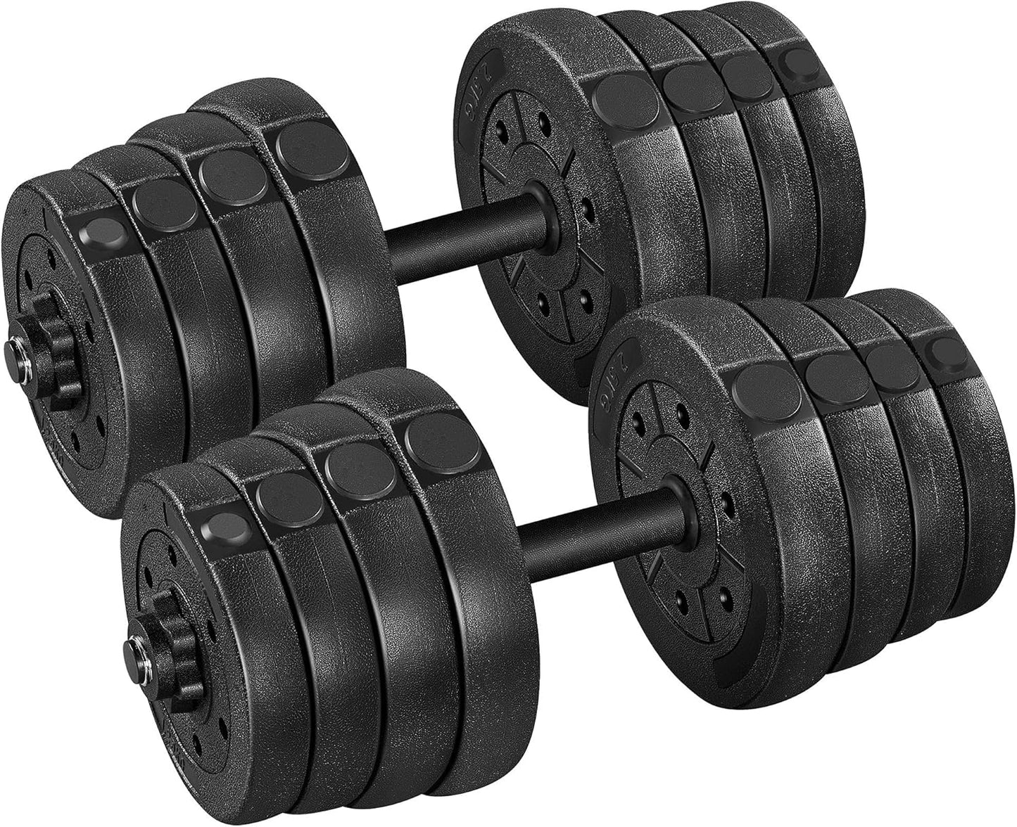 Yaheetech Set van 2 Dumbbells - 30 KG - Antislip Handgreep - Verstelbaar - Zwart
