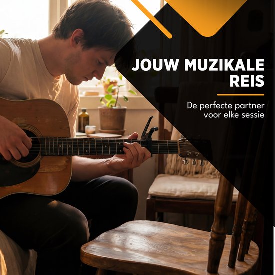 Finesse Universele Capo met Plectrums - Gitaar - Akoestisch - Elektrische - Ukelele - Zwart