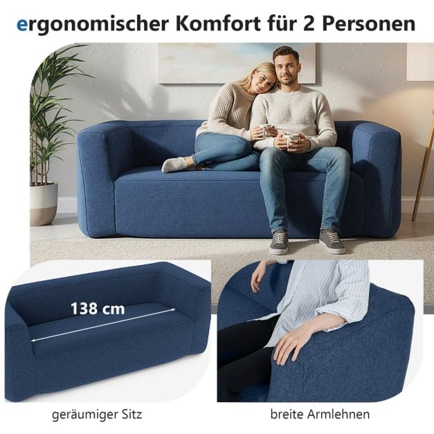 Coast Luchtbank Blauw – Opblaasbare 2-Persoons Bank met Afneembare Hoes en Brede Armleuningen – 184 x 79 x 67 cm