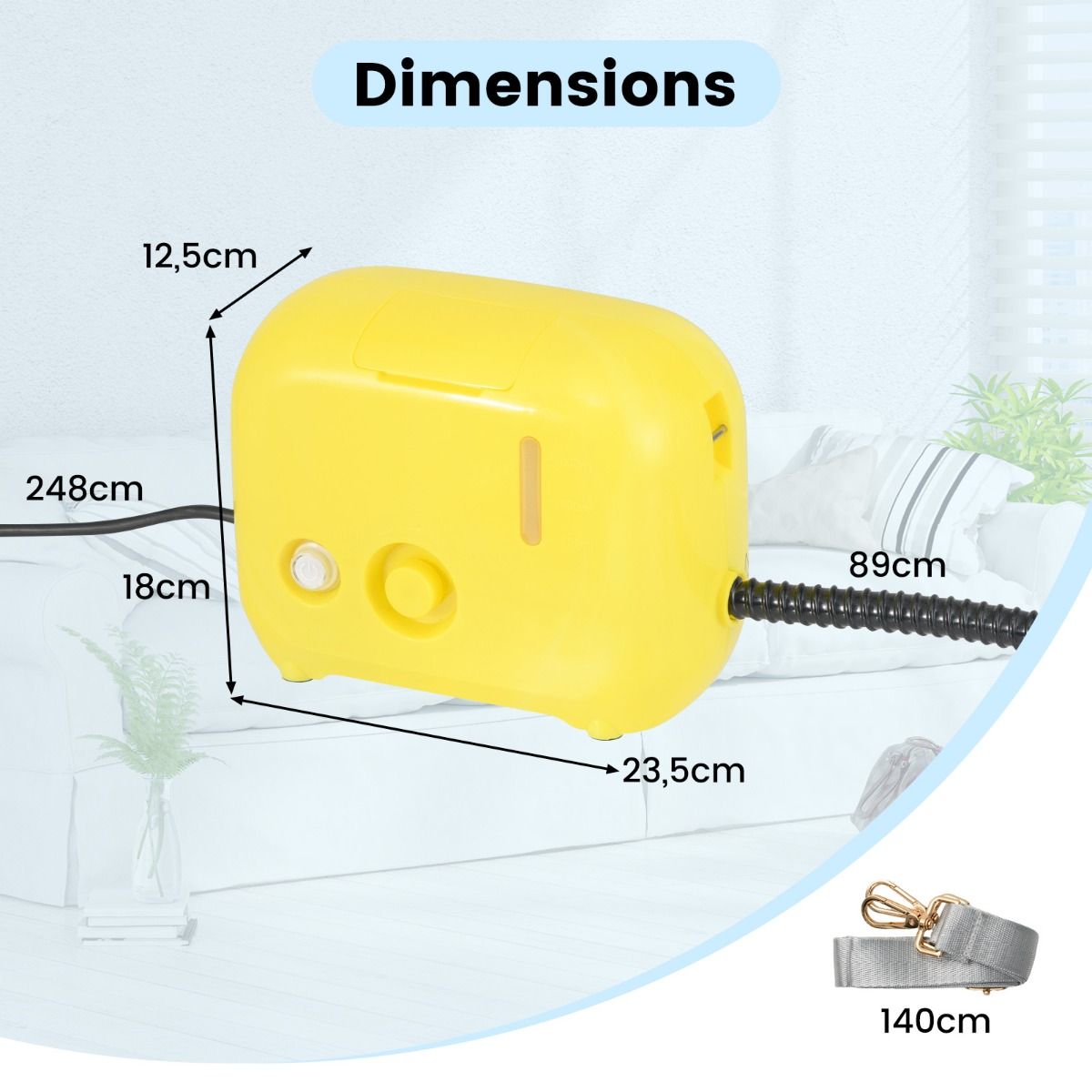 Coast Draagbare Stoomreiniger - 1600W - 1L Watertank - Geel