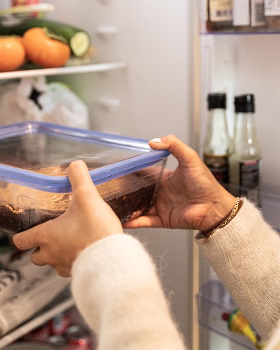 Pyrex Zero kunststof voorraadpotten, rechthoekig, borosilicaatglas, glazen deksel, ovenvast (1 x 0,8 l + 1 x 1,5 l + 1 x 2,6 l)