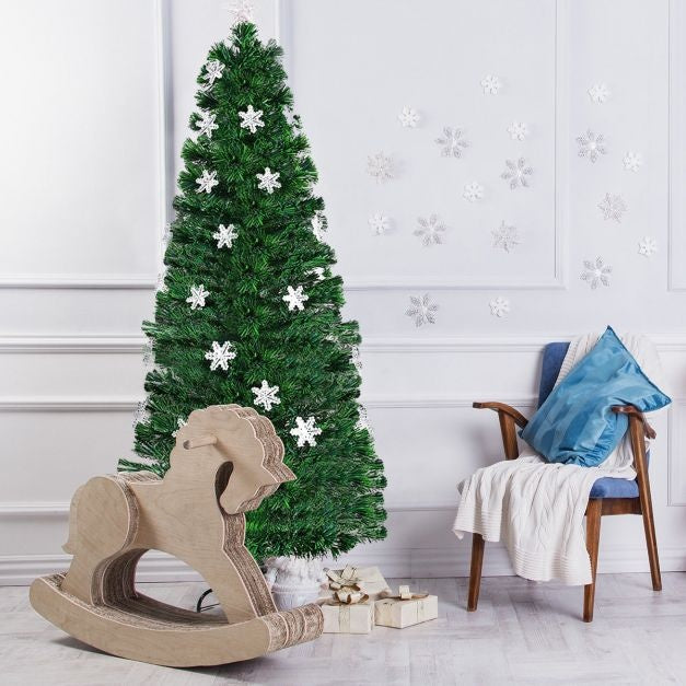 Coast Kerstboom met Gekleurde Glasvezel Verlichting en Kerststerren - 180cm - Groen