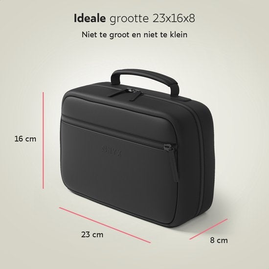 ONYX Toilettas Zwart - Make Up Tasje - Cosmetica Organizer - Slimme Indeling - Beautycase & Make-Up Spiegel - Toiletzak Hangbaar met Haak - Dames en Heren - Maat: M