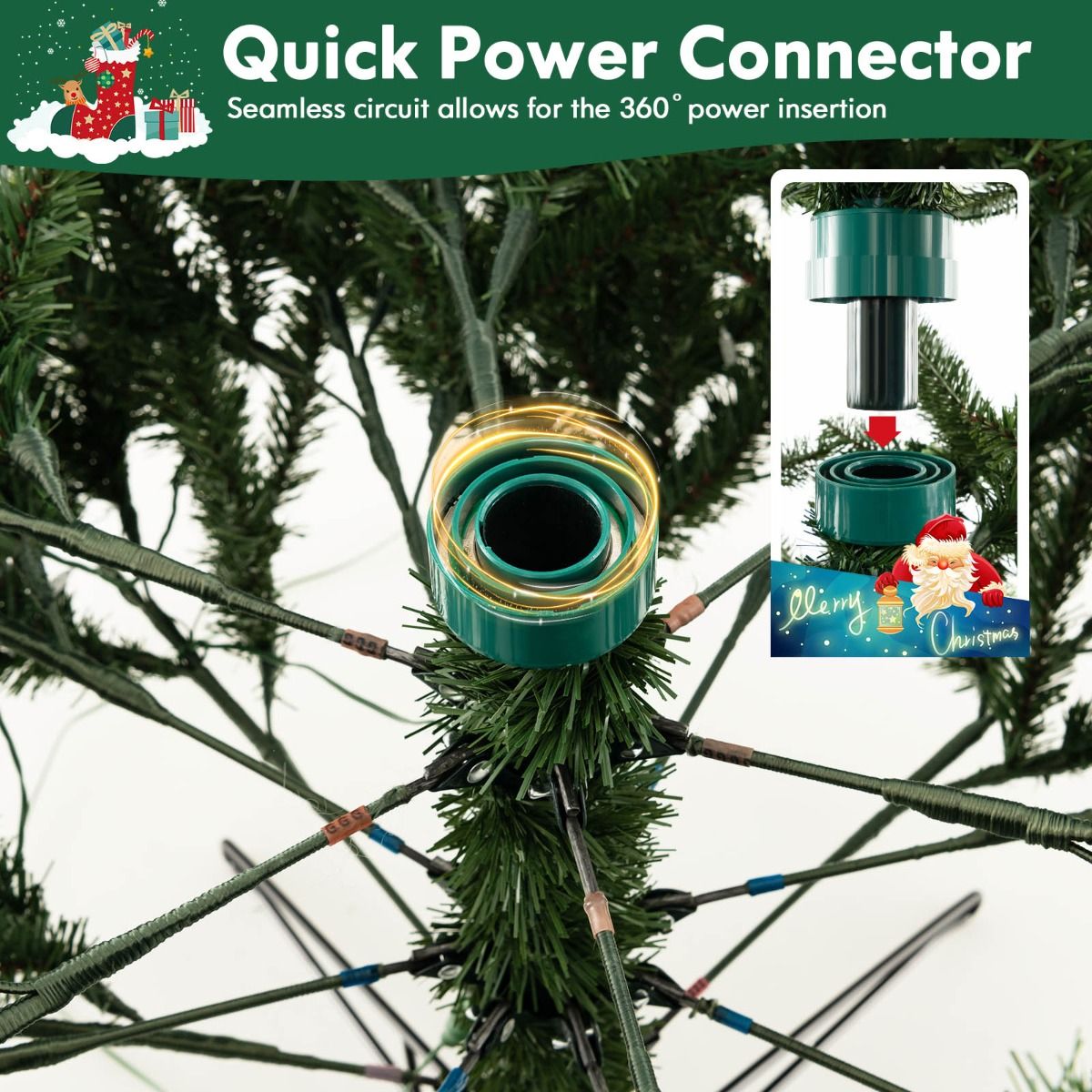 Coast Kunstkerstboom - 180 cm - 350 LED-verlichting - Sneeuweffect - Groen en wit