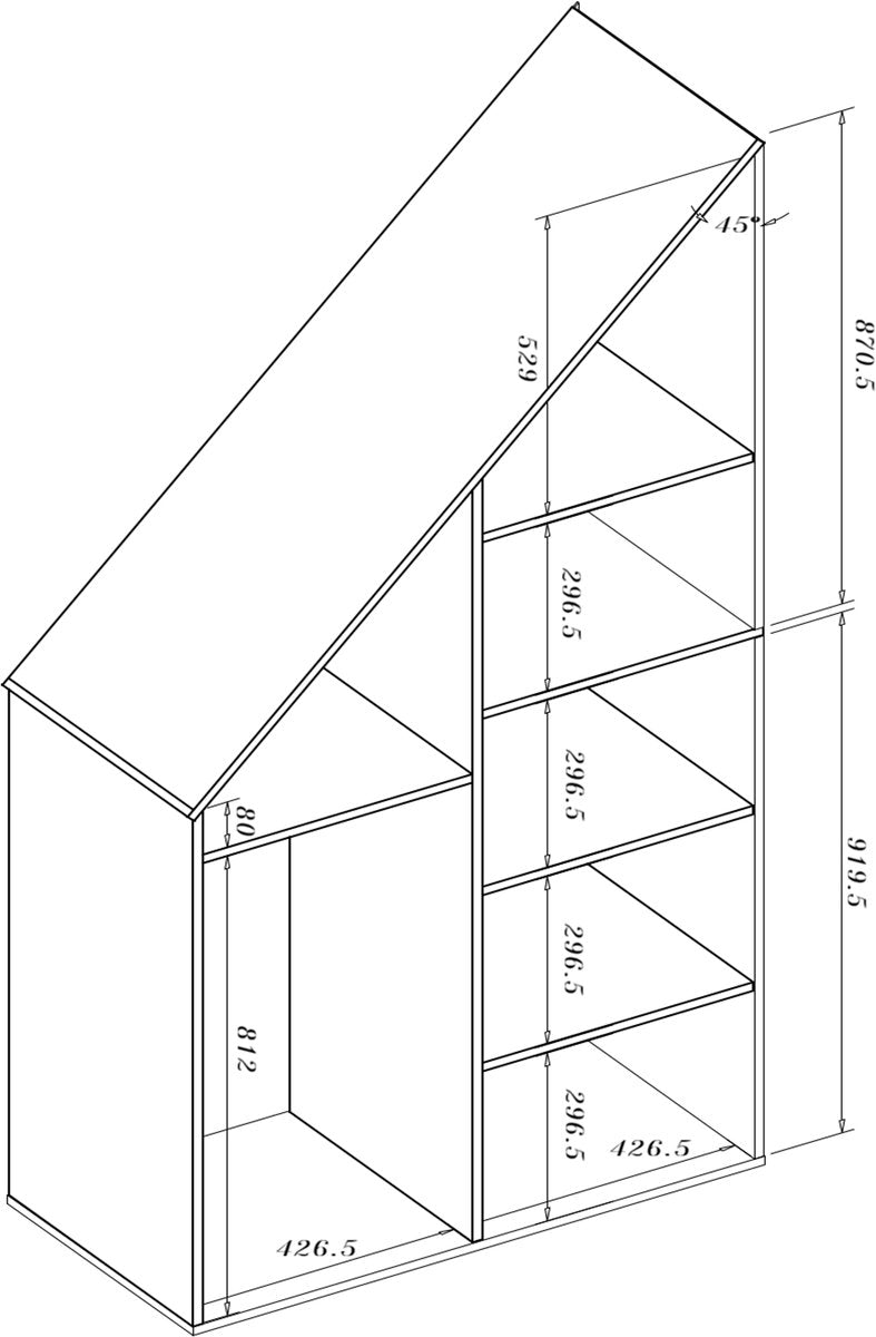 TheBestOf Furniture Opbergkast Wit - Voor Schuine Wand - 91 x 47 x 94/182 cm
