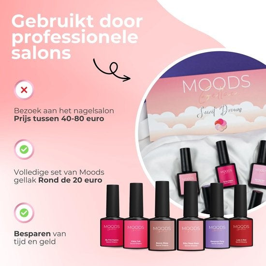 Moods Gellac 6-delige Set - Gel Nagellak - 8ML - Secret Dreams - Gellac - Nagels - Gellak Starterspakket - Chique Kleuren