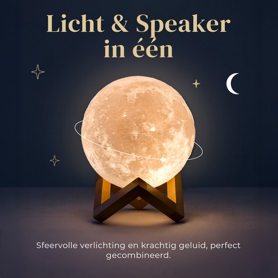 Denver Maanlamp 3D - Bluetooth Speaker Draadloos - Tafellamp Slaapkamer - Muzieksyncronisatie - Incl. Afstandsbediening - Maan lamp - LBS150