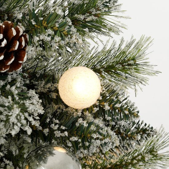 Black Box Trees Kaprun Kerstboom in Pot - Groen Frosted Zilver Warm Wit - op Batterij en met Timerfunctie - Hoogte 90cm