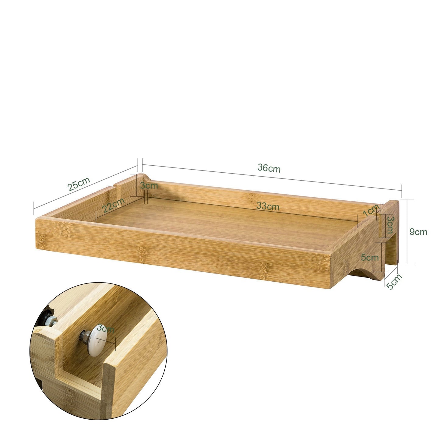 SoBuy Bedplank klembevestiging - Max. 2,5 kg - 36 x 25 x 9 cm - Hout