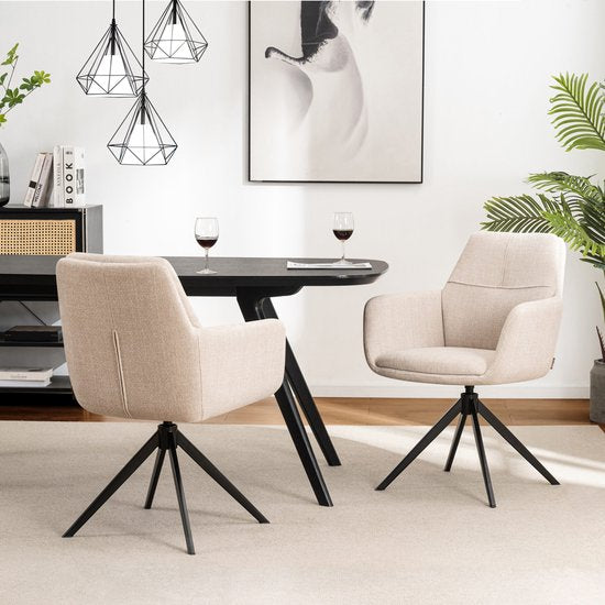 Furnihaus Draaibare Eetkamerstoel Milou met armleuning Beige